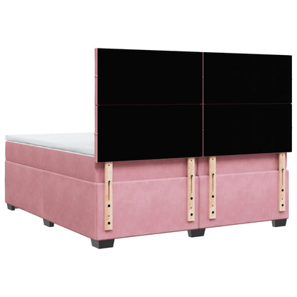 Giroletto a Molle con Materasso Rosa 200x200 cm in Velluto
