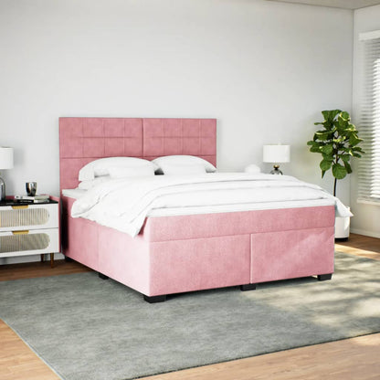 Giroletto a Molle con Materasso Rosa 200x200 cm in Velluto - homemem39