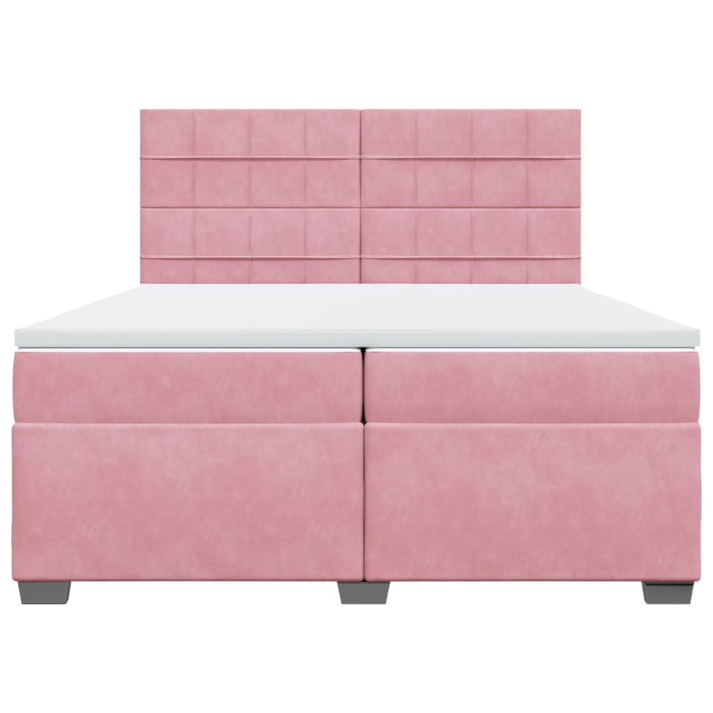 Giroletto a Molle con Materasso Rosa 200x200 cm in Velluto