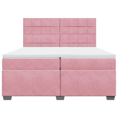 Giroletto a Molle con Materasso Rosa 200x200 cm in Velluto