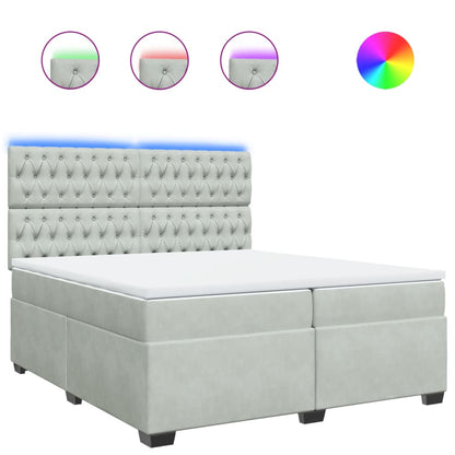 Giroletto a Molle con Materasso Grigio Chiaro 200x200cm Velluto