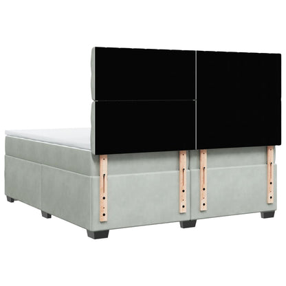 Giroletto a Molle con Materasso Grigio Chiaro 200x200cm Velluto