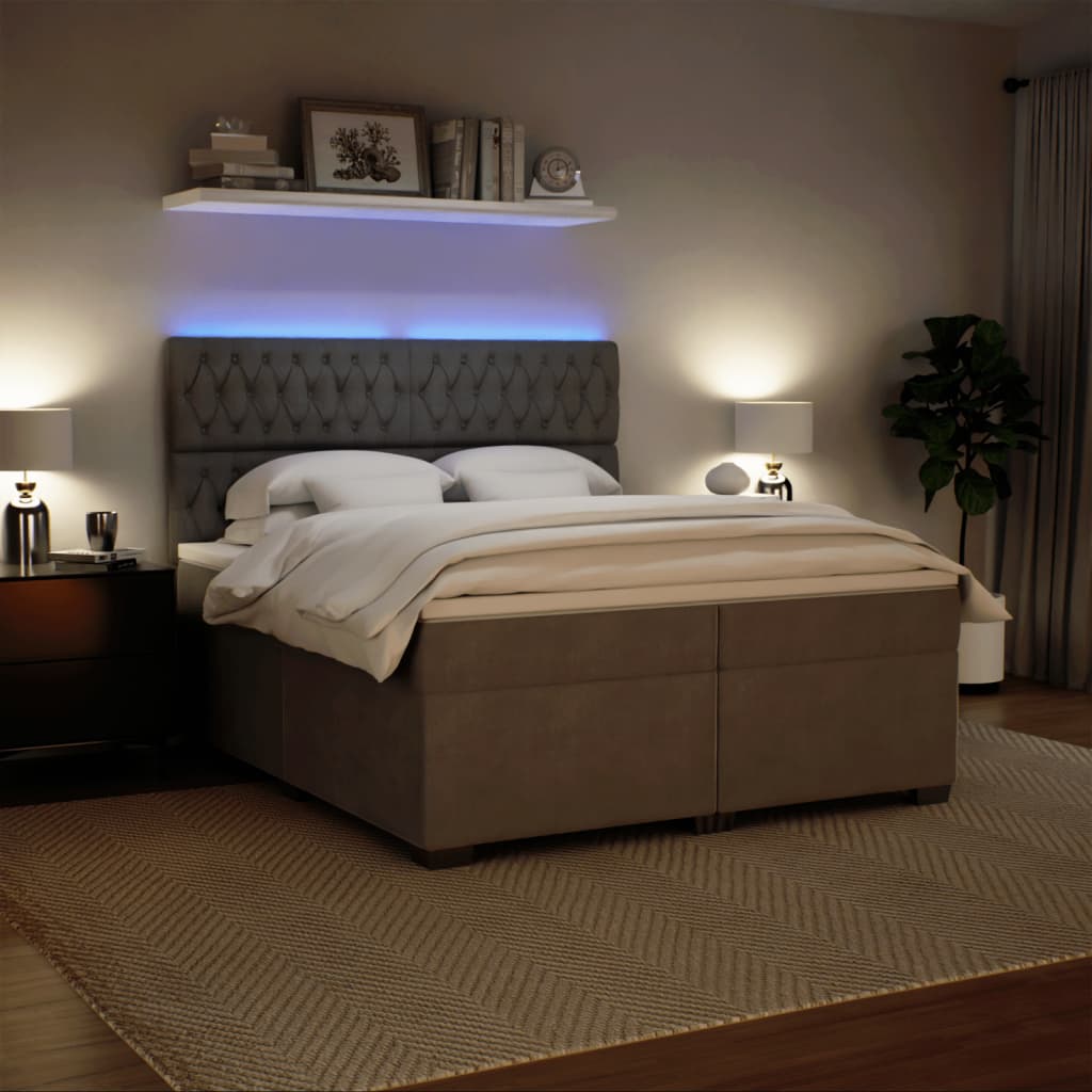 Giroletto a Molle con Materasso Grigio Chiaro 200x200cm Velluto