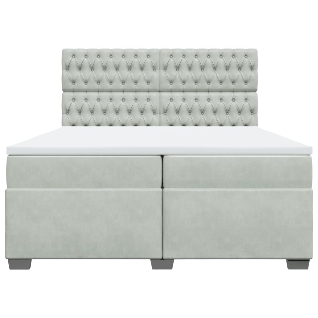Giroletto a Molle con Materasso Grigio Chiaro 200x200cm Velluto