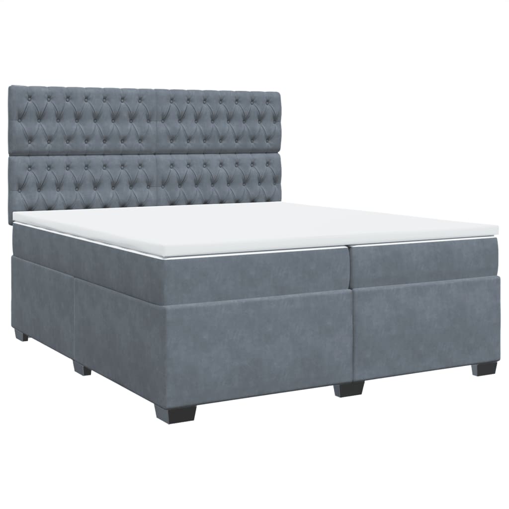 Giroletto a Molle con Materasso Grigio Scuro 200x200 cm Velluto