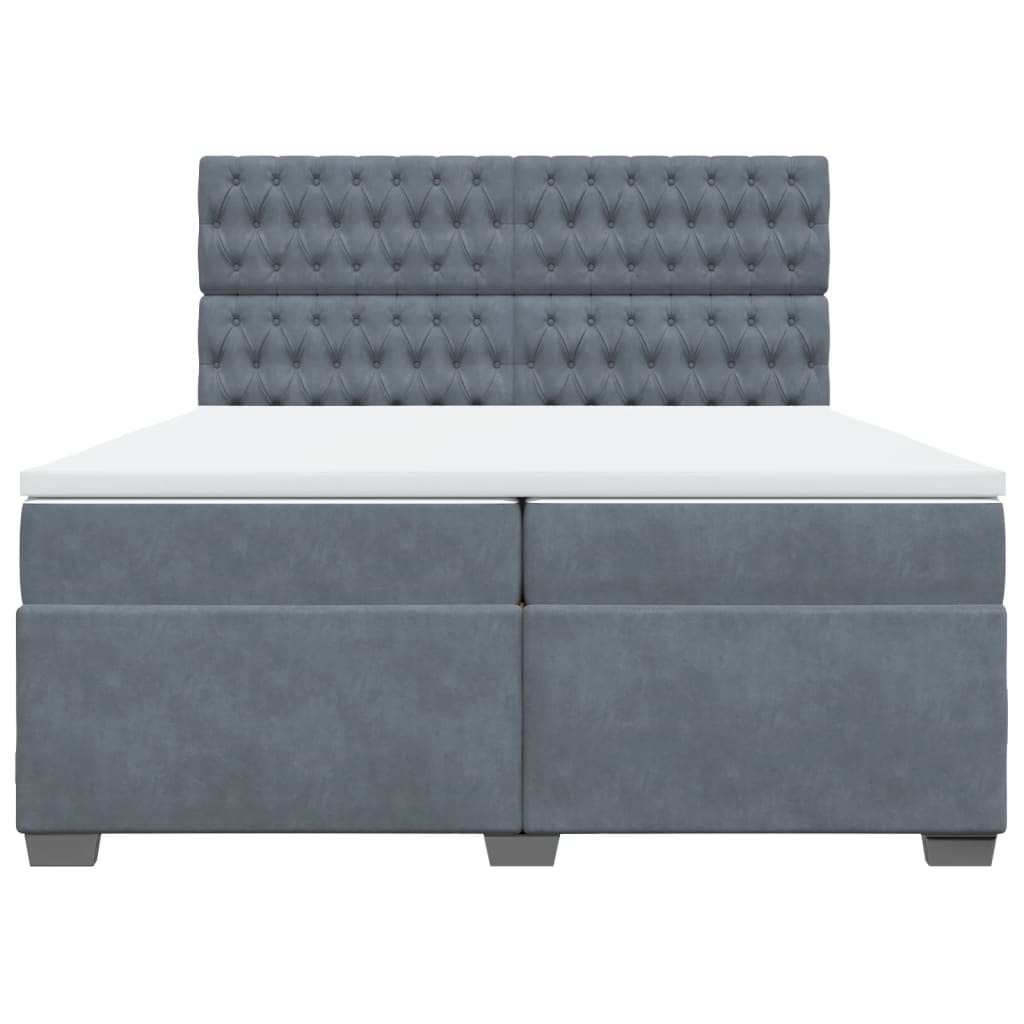 Giroletto a Molle con Materasso Grigio Scuro 200x200 cm Velluto - homemem39