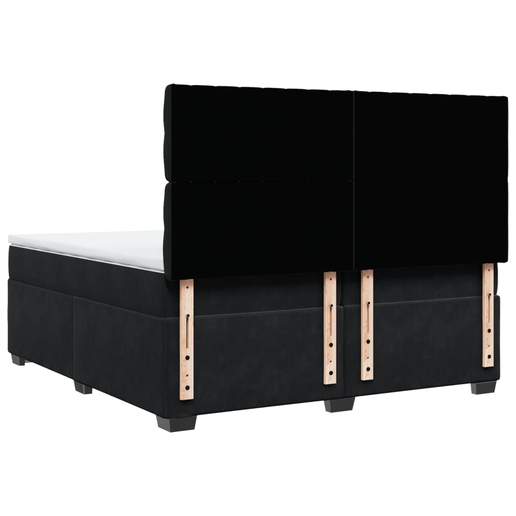 Giroletto a Molle con Materasso Nero 200x200 cm in Velluto
