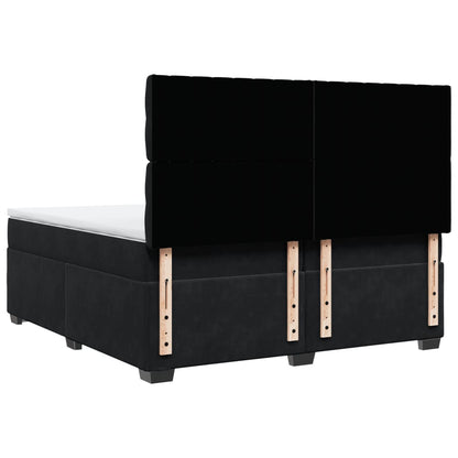 Giroletto a Molle con Materasso Nero 200x200 cm in Velluto