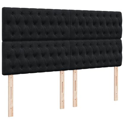 Giroletto a Molle con Materasso Nero 200x200 cm in Velluto