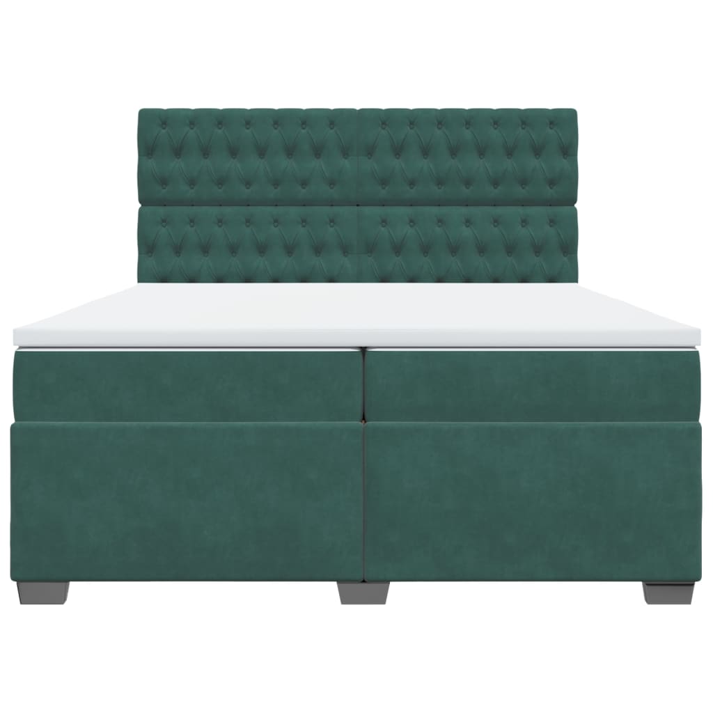 Giroletto a Molle con Materasso Verde Scuro 200x200 cm Velluto