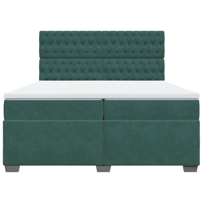 Giroletto a Molle con Materasso Verde Scuro 200x200 cm Velluto