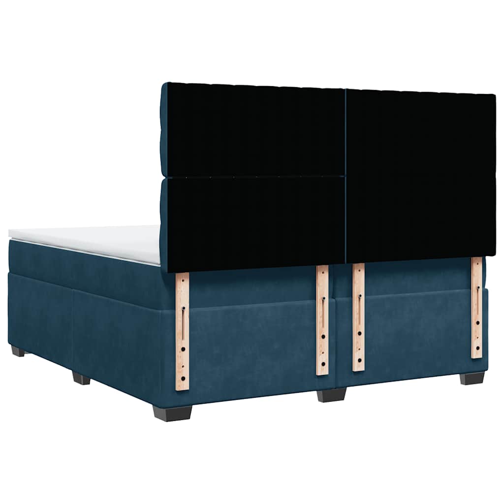 Giroletto a Molle con Materasso Blu 200x200 cm in Velluto