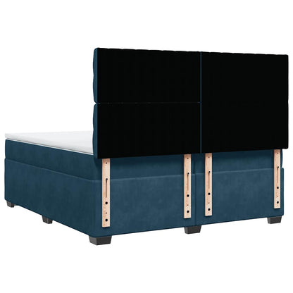 Giroletto a Molle con Materasso Blu 200x200 cm in Velluto