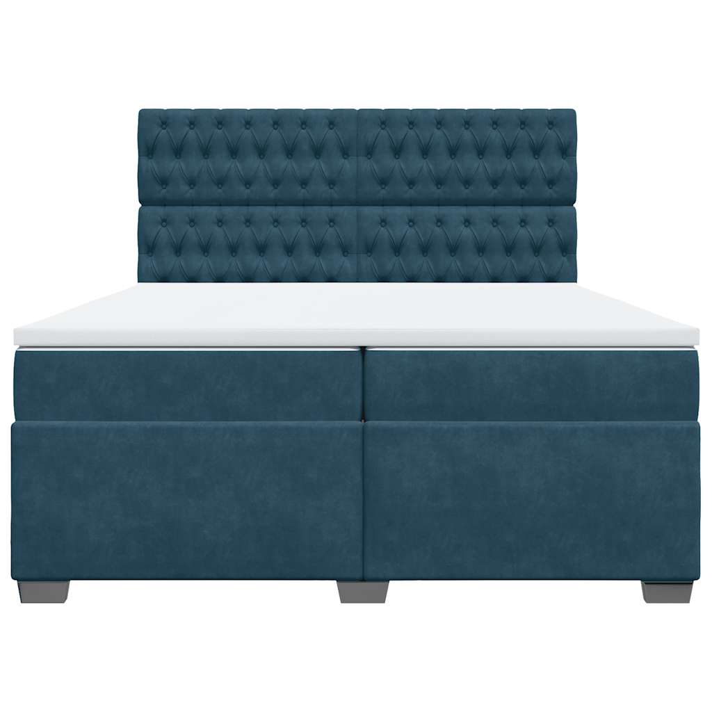 Giroletto a Molle con Materasso Blu 200x200 cm in Velluto