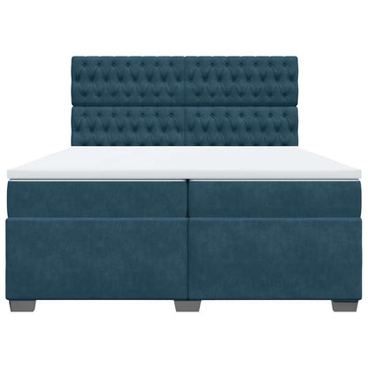 Giroletto a Molle con Materasso Blu 200x200 cm in Velluto