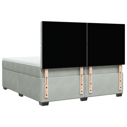 Giroletto a Molle con Materasso Grigio Chiaro 200x200cm Velluto