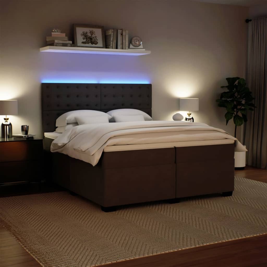 Giroletto a Molle con Materasso Grigio Chiaro 200x200cm Velluto