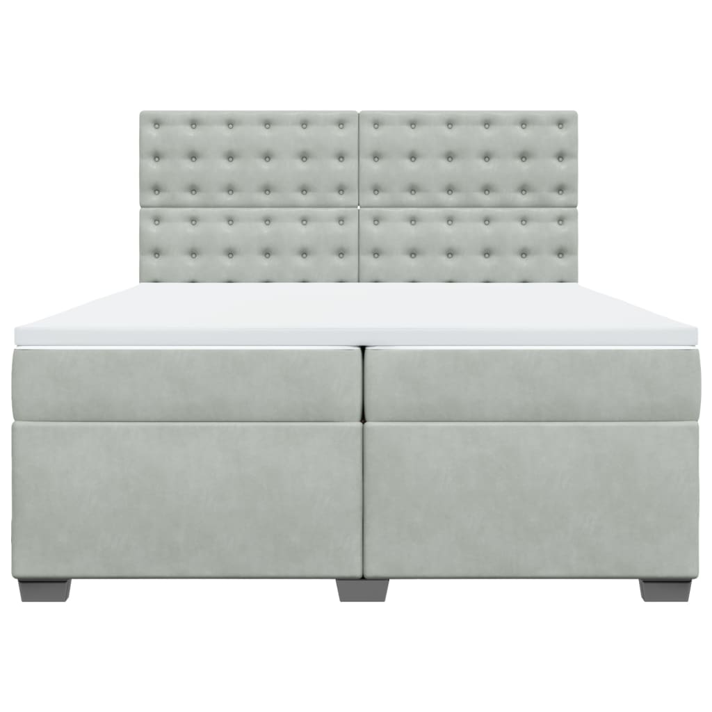 Giroletto a Molle con Materasso Grigio Chiaro 200x200cm Velluto