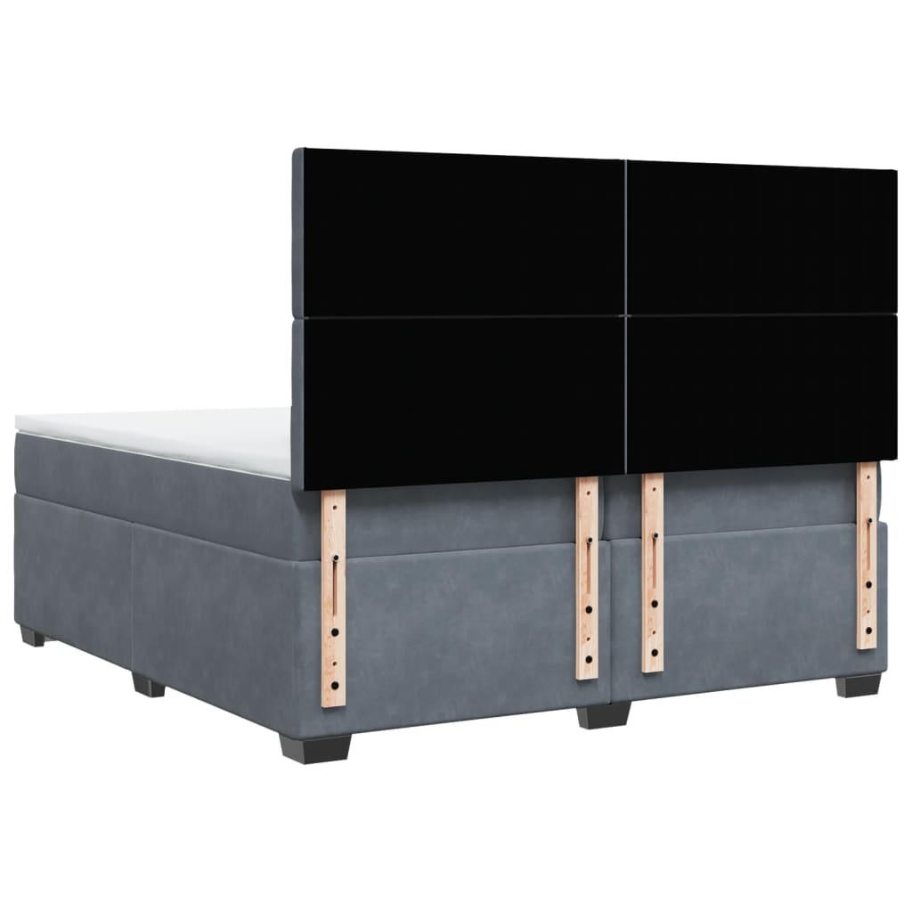 Giroletto a Molle con Materasso Grigio Scuro 200x200 cm Velluto