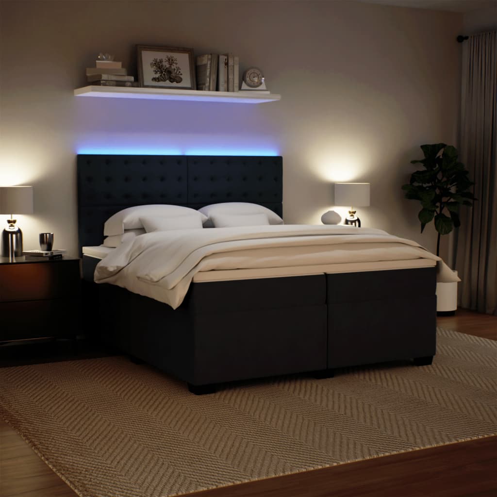 Giroletto a Molle con Materasso Grigio Scuro 200x200 cm Velluto