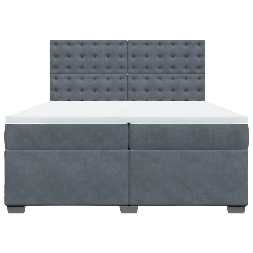 Giroletto a Molle con Materasso Grigio Scuro 200x200 cm Velluto