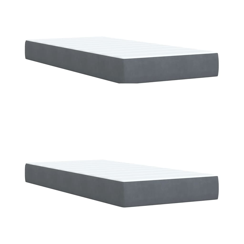 Giroletto a Molle con Materasso Grigio Scuro 200x200 cm Velluto