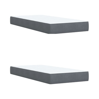 Giroletto a Molle con Materasso Grigio Scuro 200x200 cm Velluto