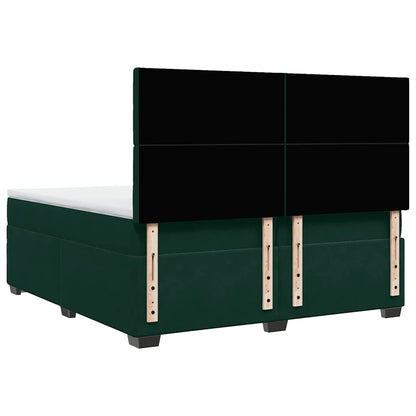 Giroletto a Molle con Materasso Verde Scuro 200x200 cm Velluto
