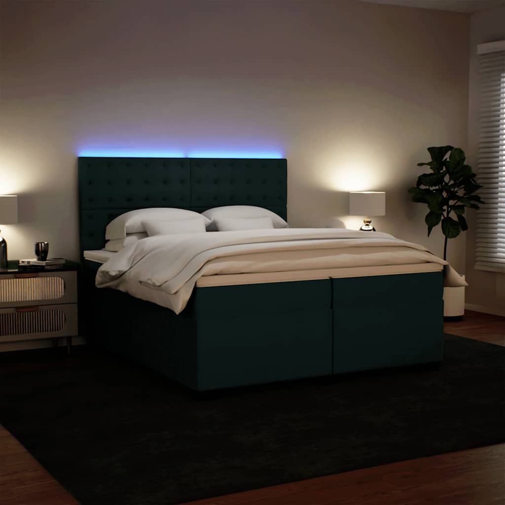 Giroletto a Molle con Materasso Verde Scuro 200x200 cm Velluto