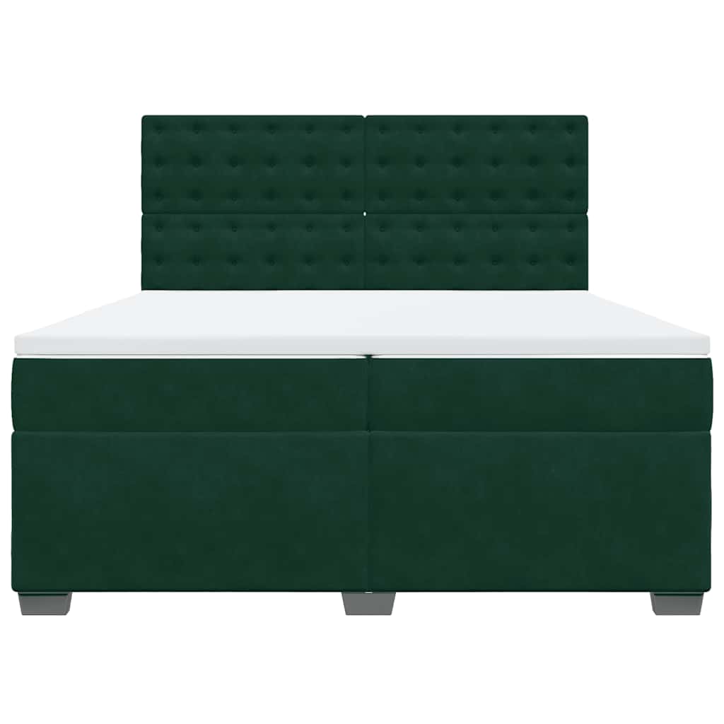 Giroletto a Molle con Materasso Verde Scuro 200x200 cm Velluto