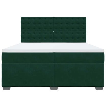 Giroletto a Molle con Materasso Verde Scuro 200x200 cm Velluto
