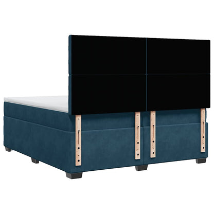 Giroletto a Molle con Materasso Blu 200x200 cm in Velluto