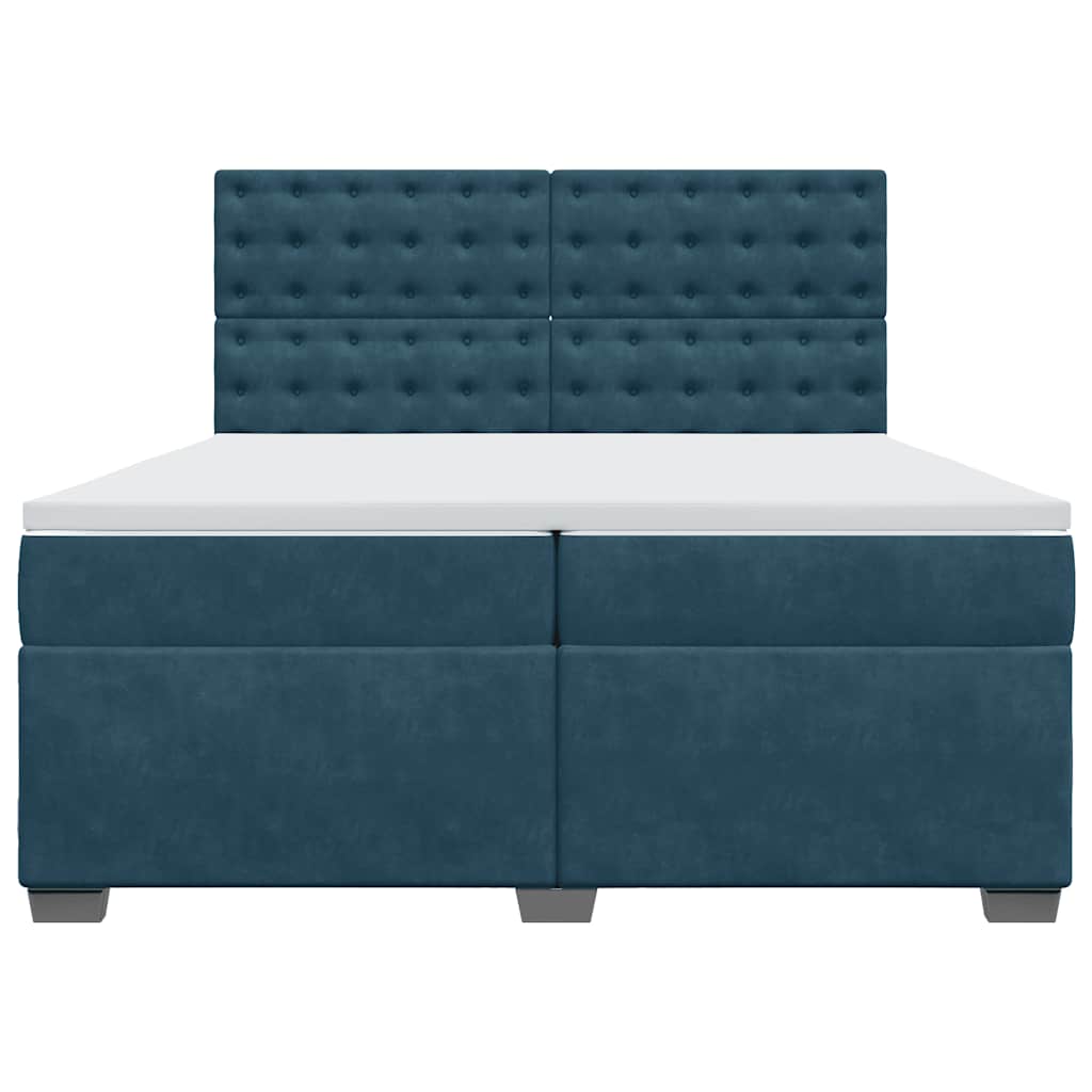 Giroletto a Molle con Materasso Blu 200x200 cm in Velluto