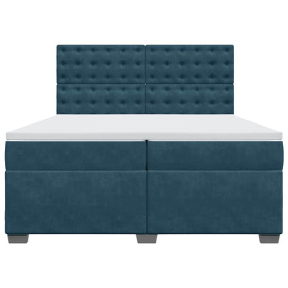 Giroletto a Molle con Materasso Blu 200x200 cm in Velluto