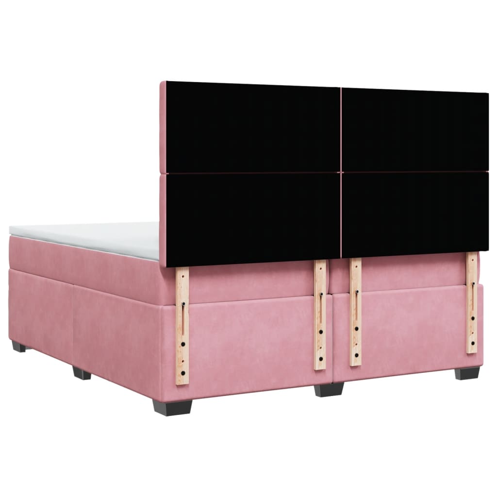 Giroletto a Molle con Materasso Rosa 200x200 cm in Velluto