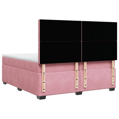 Giroletto a Molle con Materasso Rosa 200x200 cm in Velluto