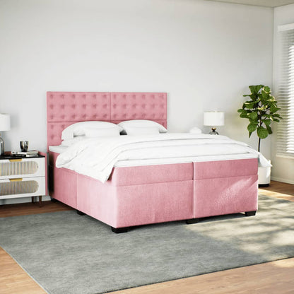 Giroletto a Molle con Materasso Rosa 200x200 cm in Velluto - homemem39