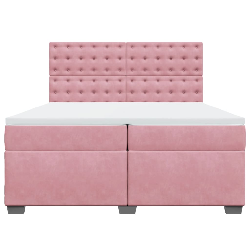 Giroletto a Molle con Materasso Rosa 200x200 cm in Velluto