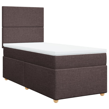 Giroletto a Molle con Materasso Marrone Scuro 80x200 cm Tessuto