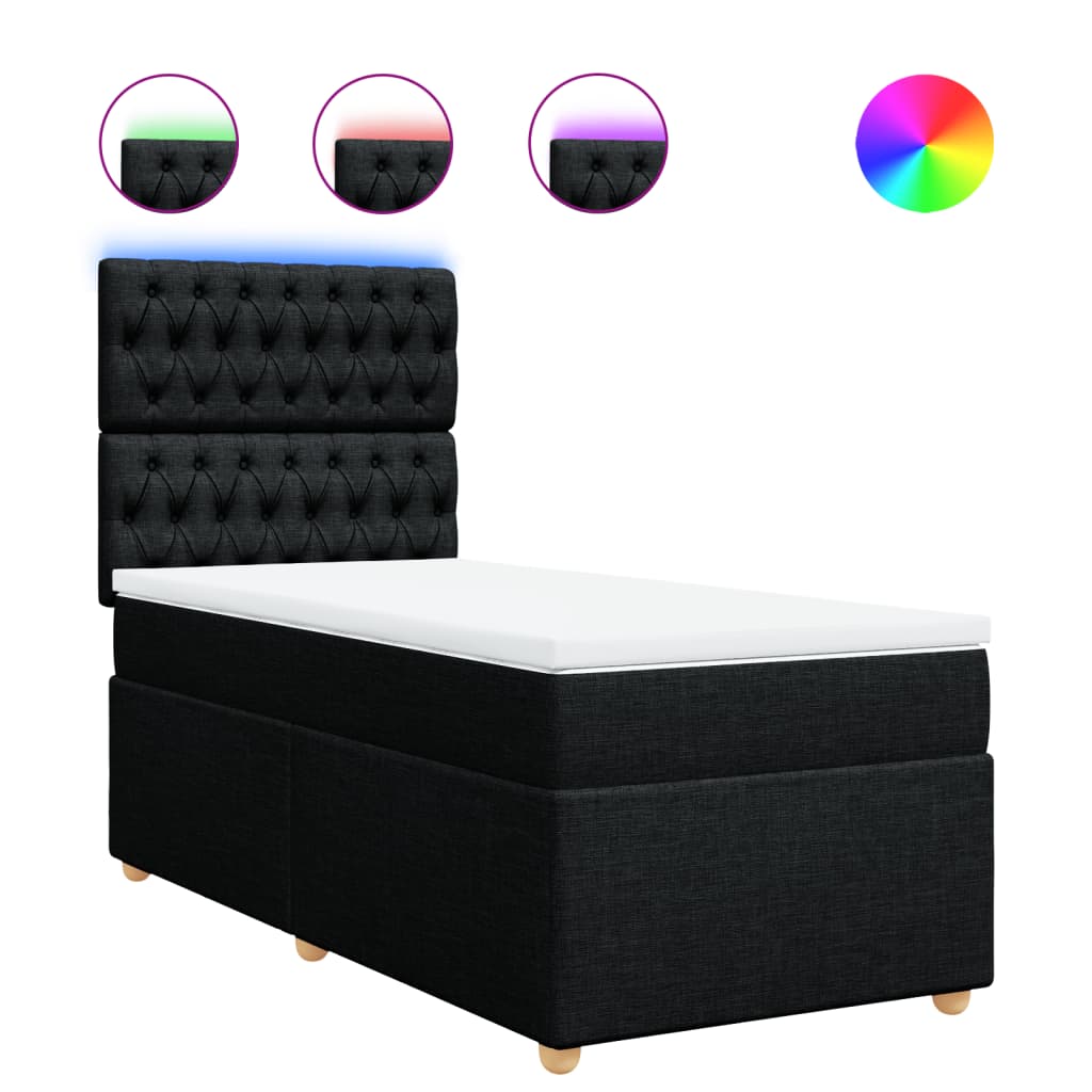 Giroletto a Molle con Materasso Nero 90x190 cm in Tessuto