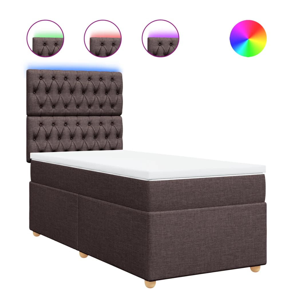 Giroletto a Molle con Materasso Marrone Scuro 90x190cm Tessuto | homemem39