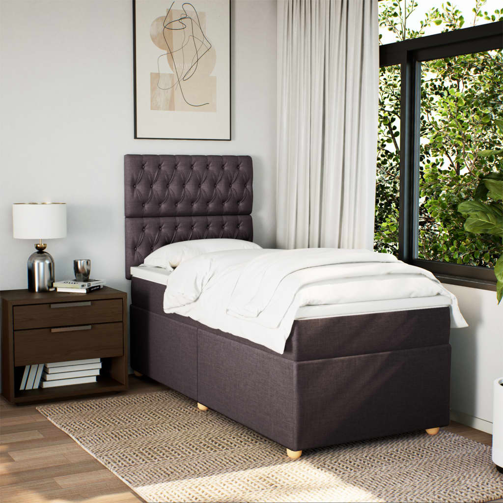 Giroletto a Molle con Materasso Marrone Scuro 90x190cm Tessuto | homemem39