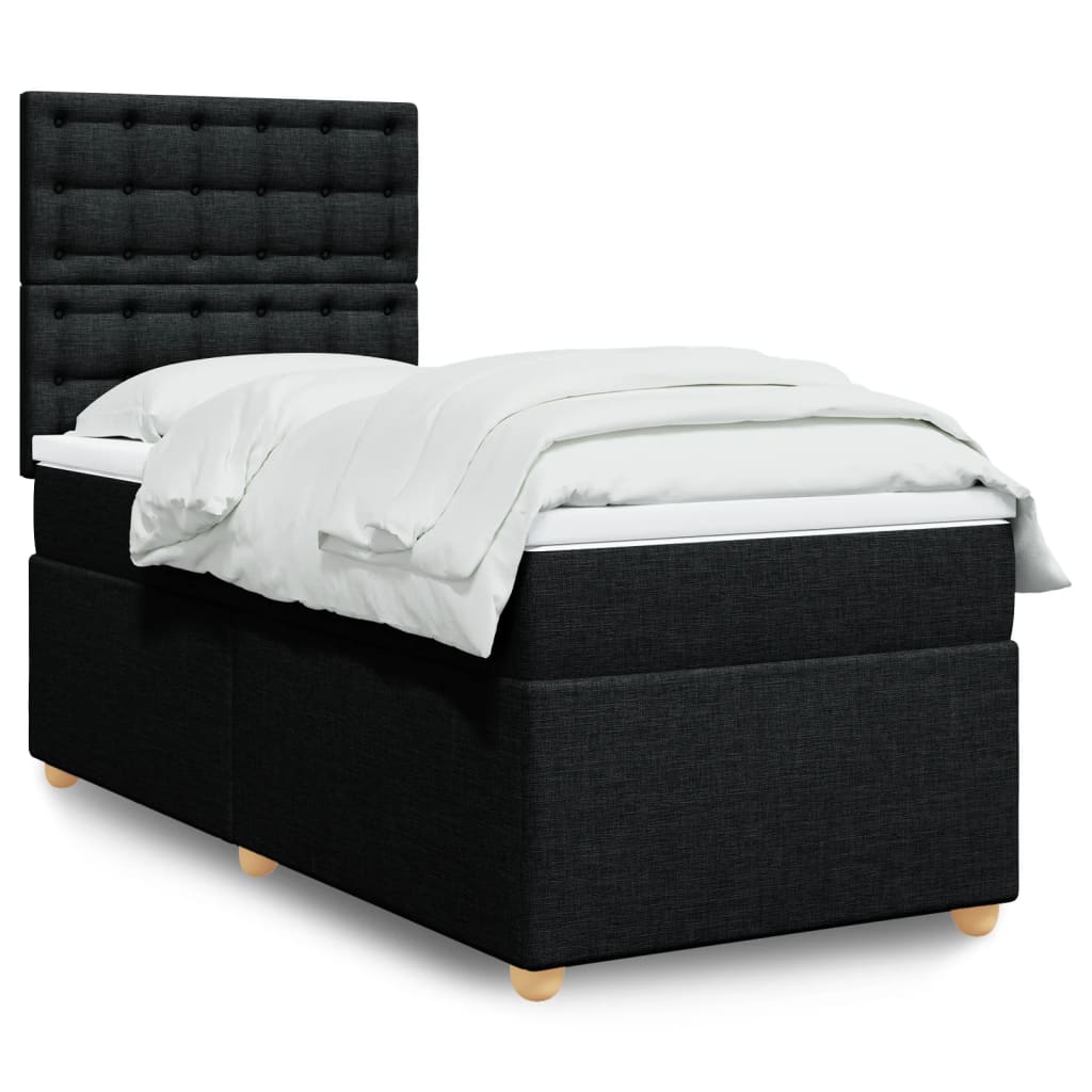 Giroletto a Molle con Materasso Nero 90x190 cm in Tessuto