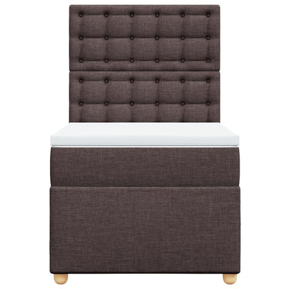 Giroletto a Molle con Materasso Marrone Scuro 90x190cm Tessuto