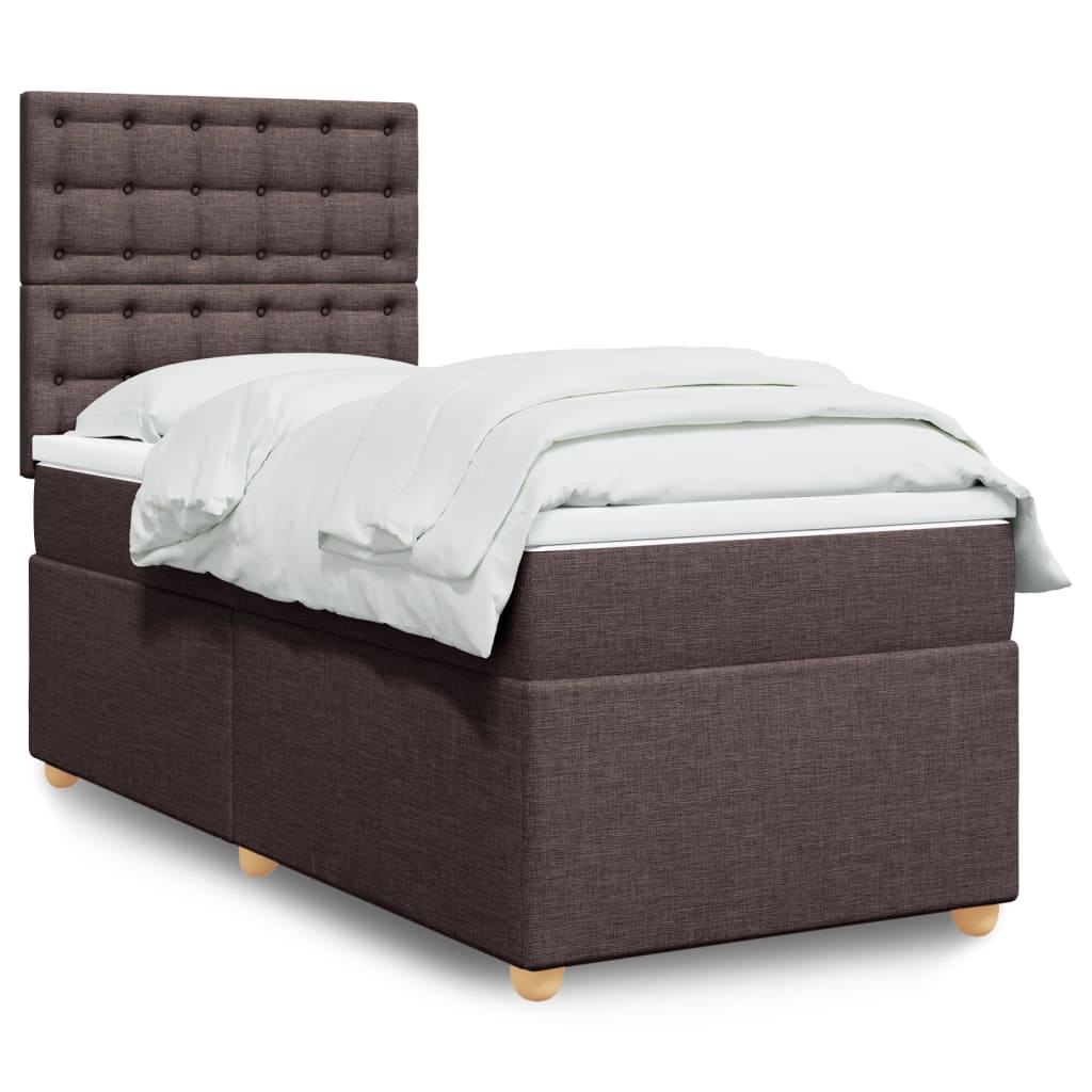 Giroletto a Molle con Materasso Marrone Scuro 90x190cm Tessuto