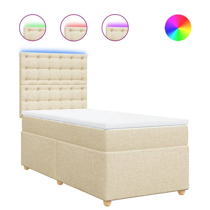 Giroletto a Molle con Materasso Crema 90x190 cm in Tessuto | homemem39