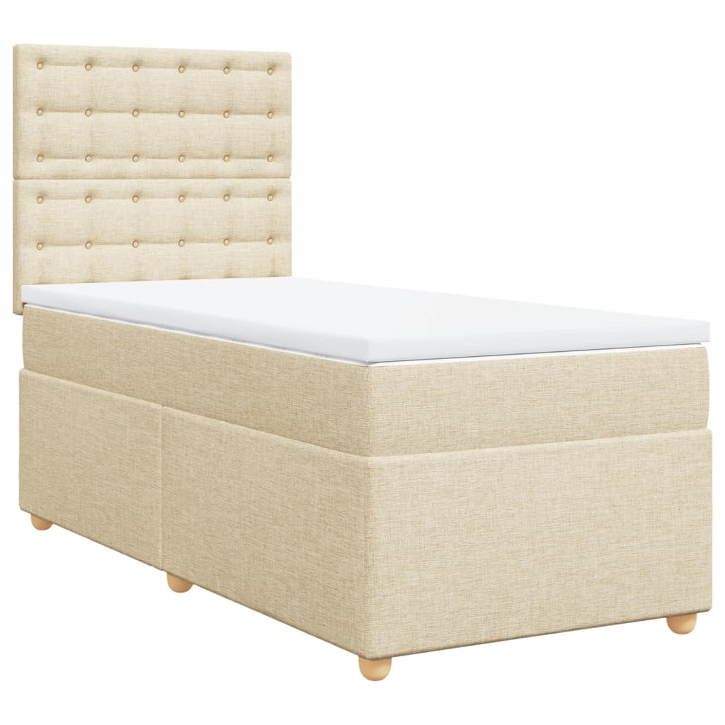 Giroletto a Molle con Materasso Crema 90x190 cm in Tessuto | homemem39