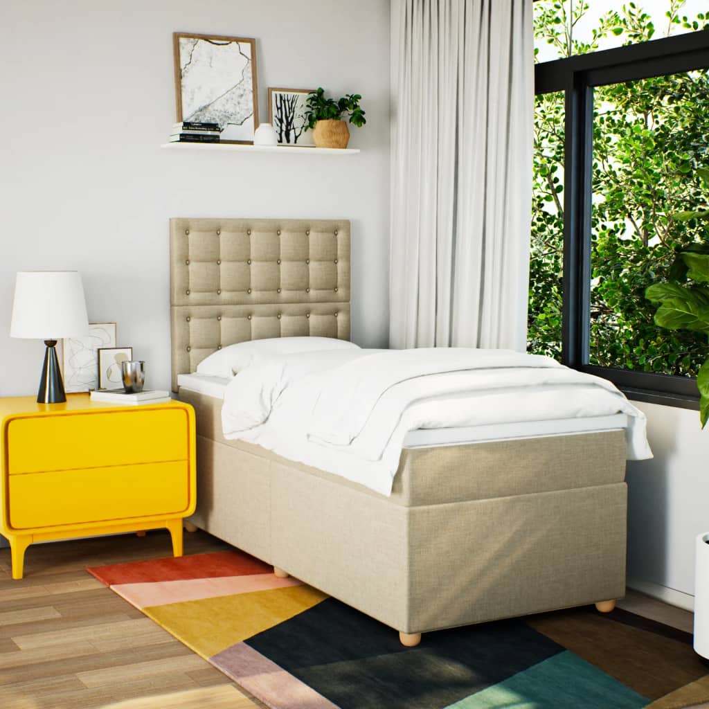 Giroletto a Molle con Materasso Crema 90x190 cm in Tessuto | homemem39
