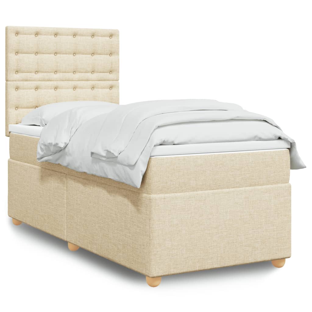 Giroletto a Molle con Materasso Crema 90x190 cm in Tessuto | homemem39