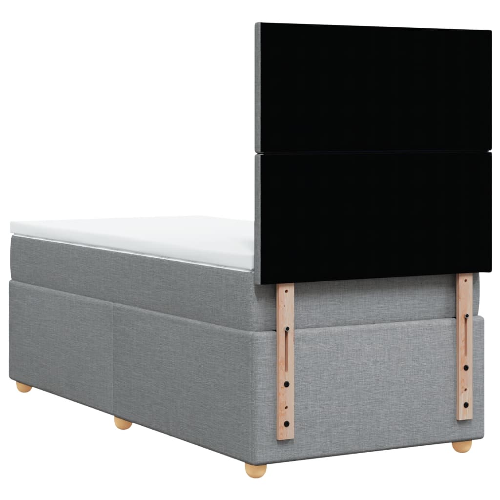 Giroletto a Molle con Materasso Grigio Chiaro 90x200 cm Tessuto